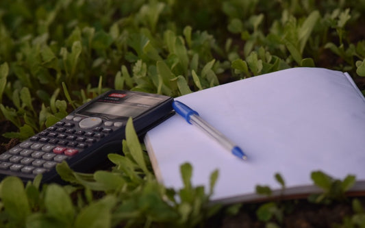 Calculator and notebook to help budget for a chameleon