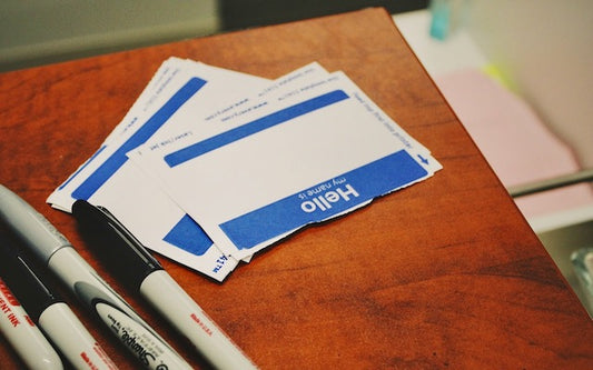 Name tag and pens