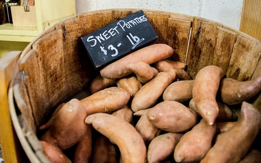 Basket of sweet potatoes