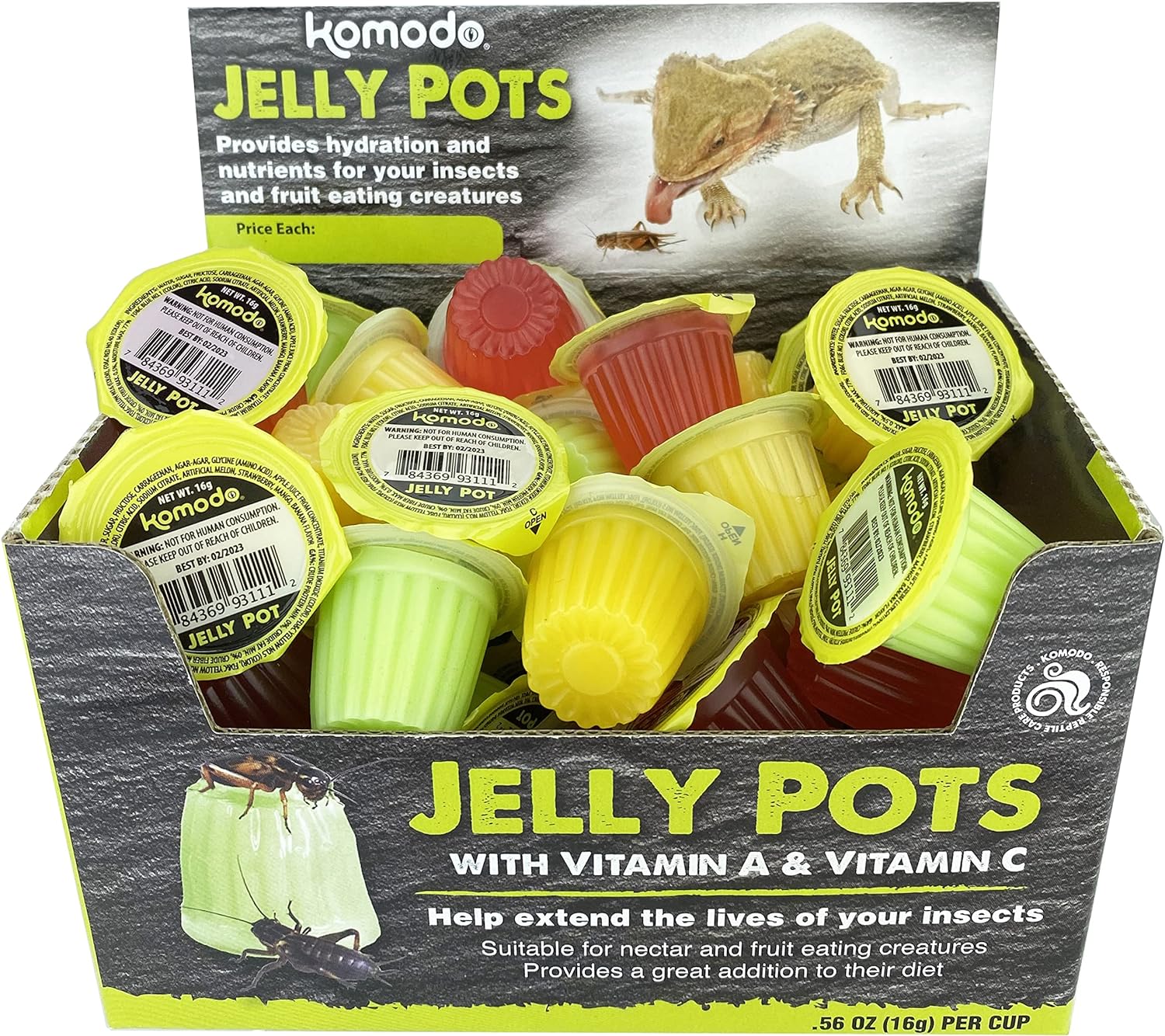 Jelly Pots Vitamin A C Hydration for Insects Reptiles