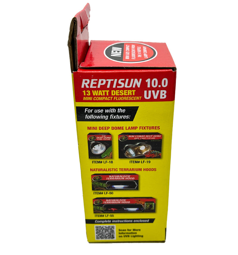 Zoo Med ReptiSun 10.0 UVB Compact Fluorescent Reptile Lamp, 13-Watt