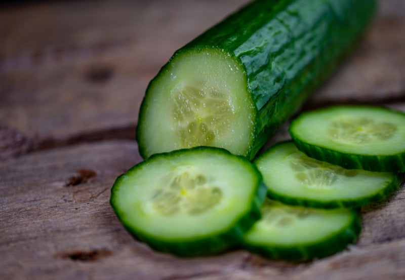 Partially sliced cucumber