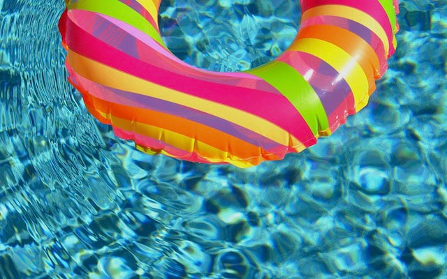 Colorful tube float in a pool